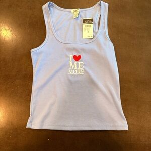 Rue21 Light Blue Tank with Red Heart Embroidery